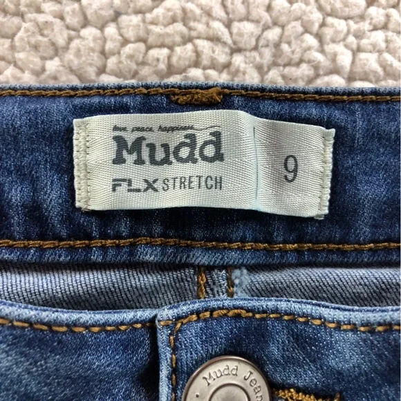 Mudd Women’s/Juniors FLX Stretch Size 9 Distressed Raw Hem Blue Jean Denim Skirt - Picture 6 of 12